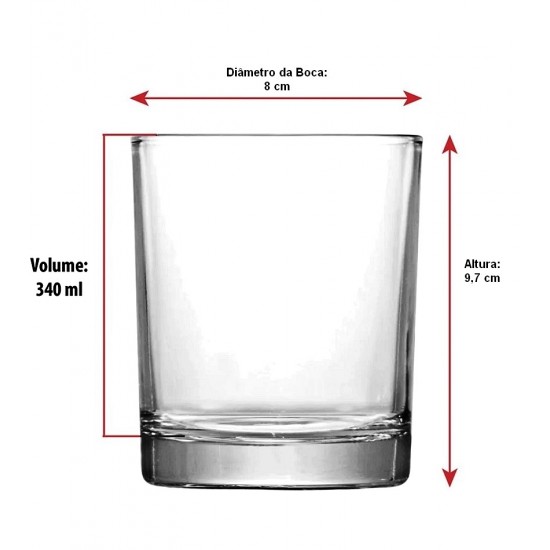 Jogo 6 Copos 340ml Whisky Prestige On The Rocks
